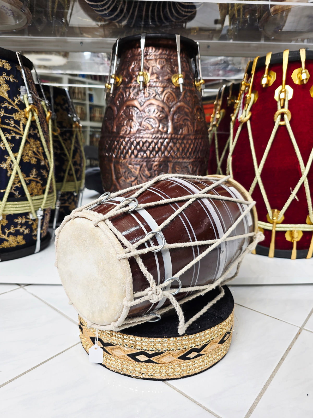 Brown with White Stripes Toddler Dholak (Cosmetic Blemishes)