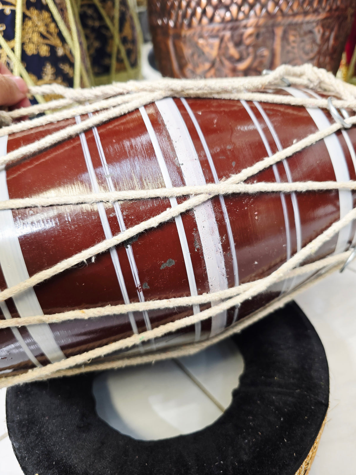 Brown with White Stripes Toddler Dholak (Cosmetic Blemishes)