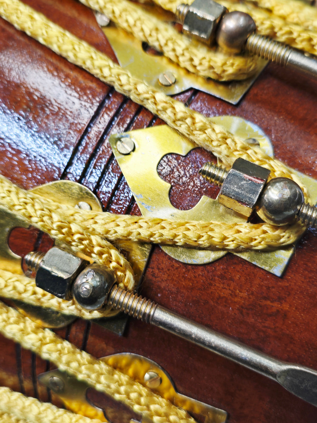 Swar Prithvi™ — Double Bolted Red Sheesham Dholak (Natural Wood Finish) Minor Cosmetic Blemishes Chipped Brass Bolt Coating