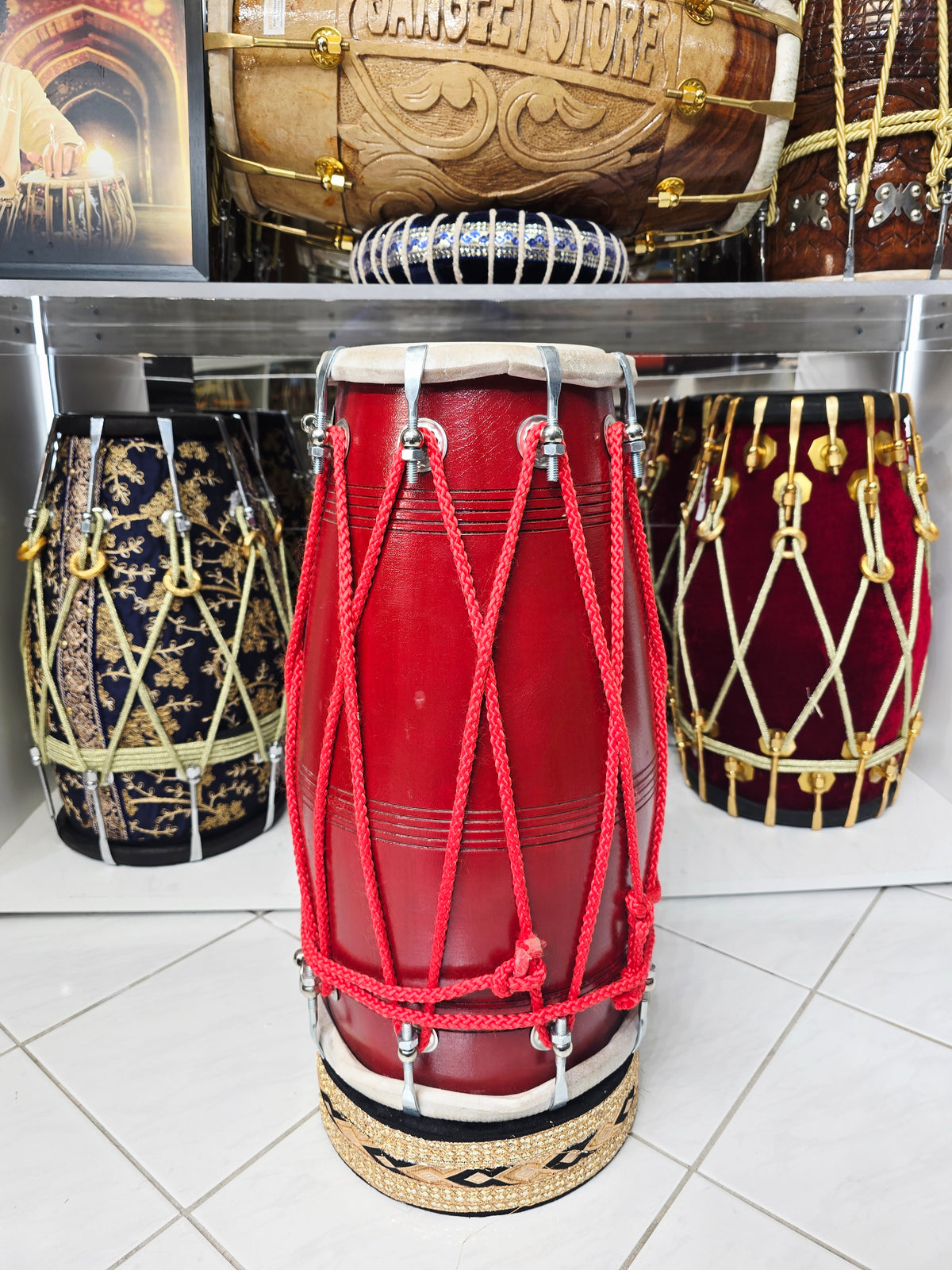 Rakta Dhvani™ — Pro Red Sheesham Dholak Minor Cosmetic Defects (Including a Couple Cosmetic Cracks)*