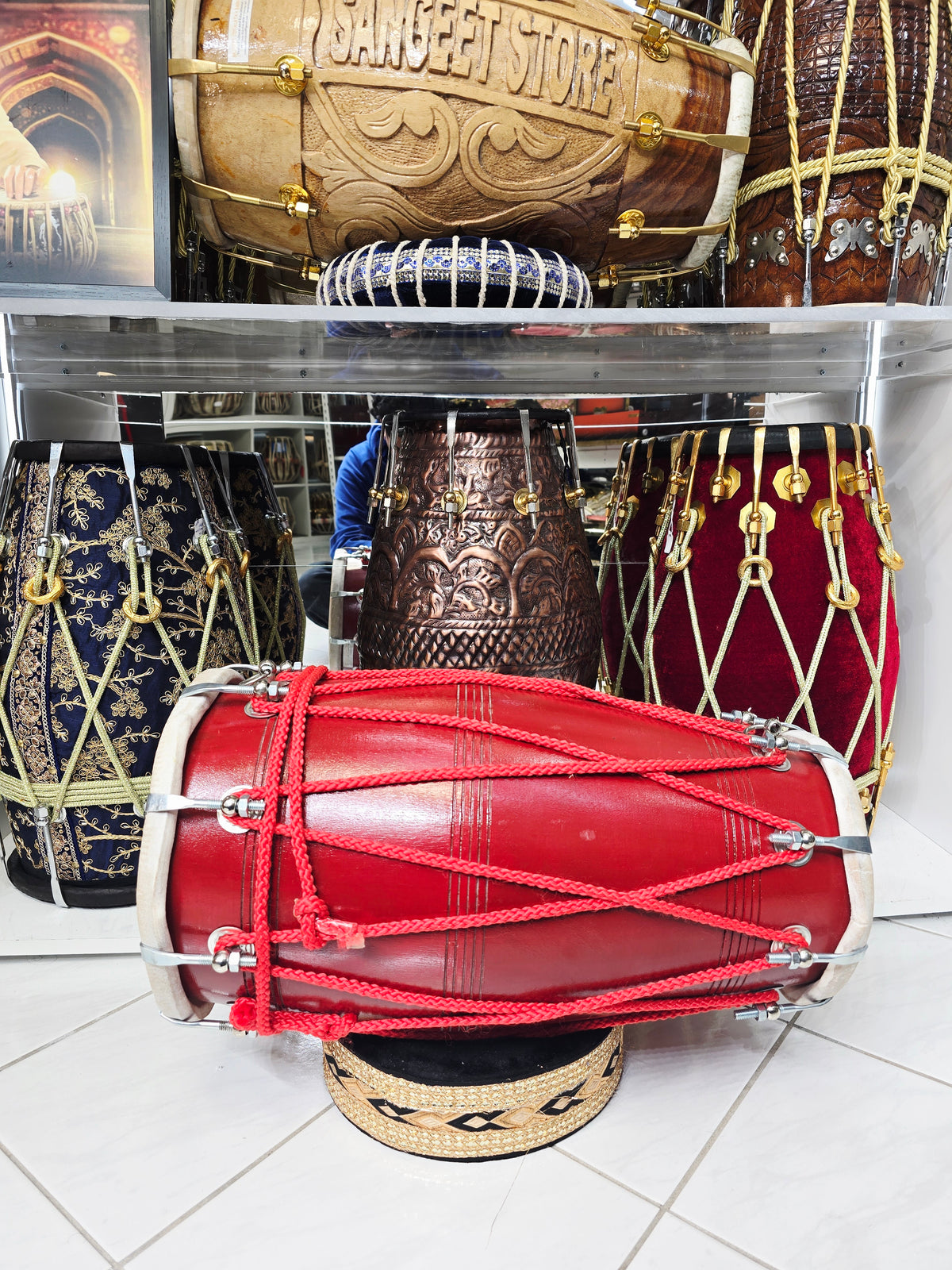 Rakta Dhvani™ — Pro Red Sheesham Dholak Minor Cosmetic Defects (Including a Couple Cosmetic Cracks)*