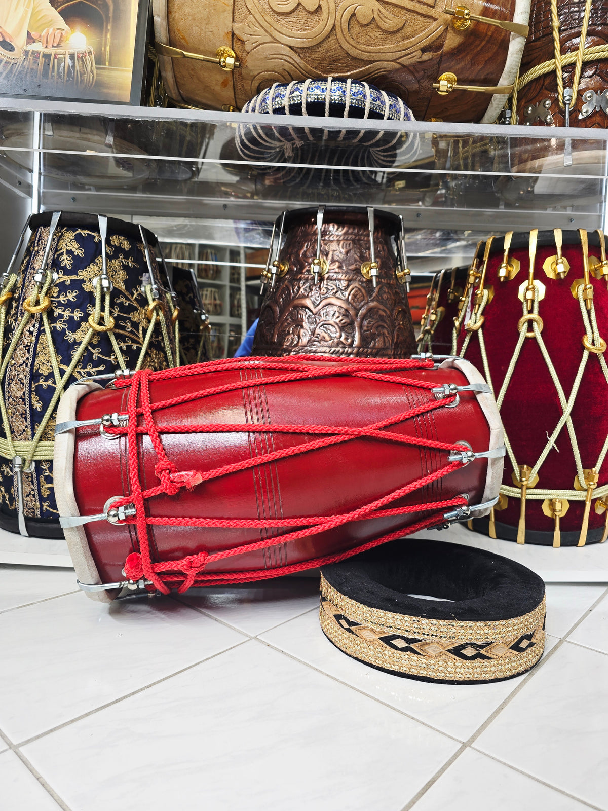 Rakta Dhvani™ — Pro Red Sheesham Dholak Minor Cosmetic Defects (Including a Couple Cosmetic Cracks)*