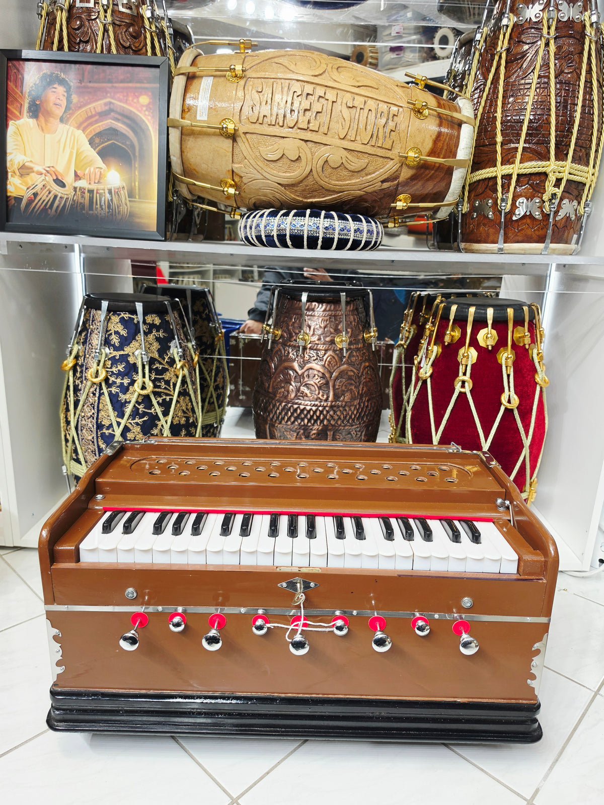 Symphonic Master 42-Key Professional Harmonium with Right-Hand Coupler, Jas Reeds & Teak Wood Interior – Brown Boxed, 2 Reed *Minor Cosmetic Defects