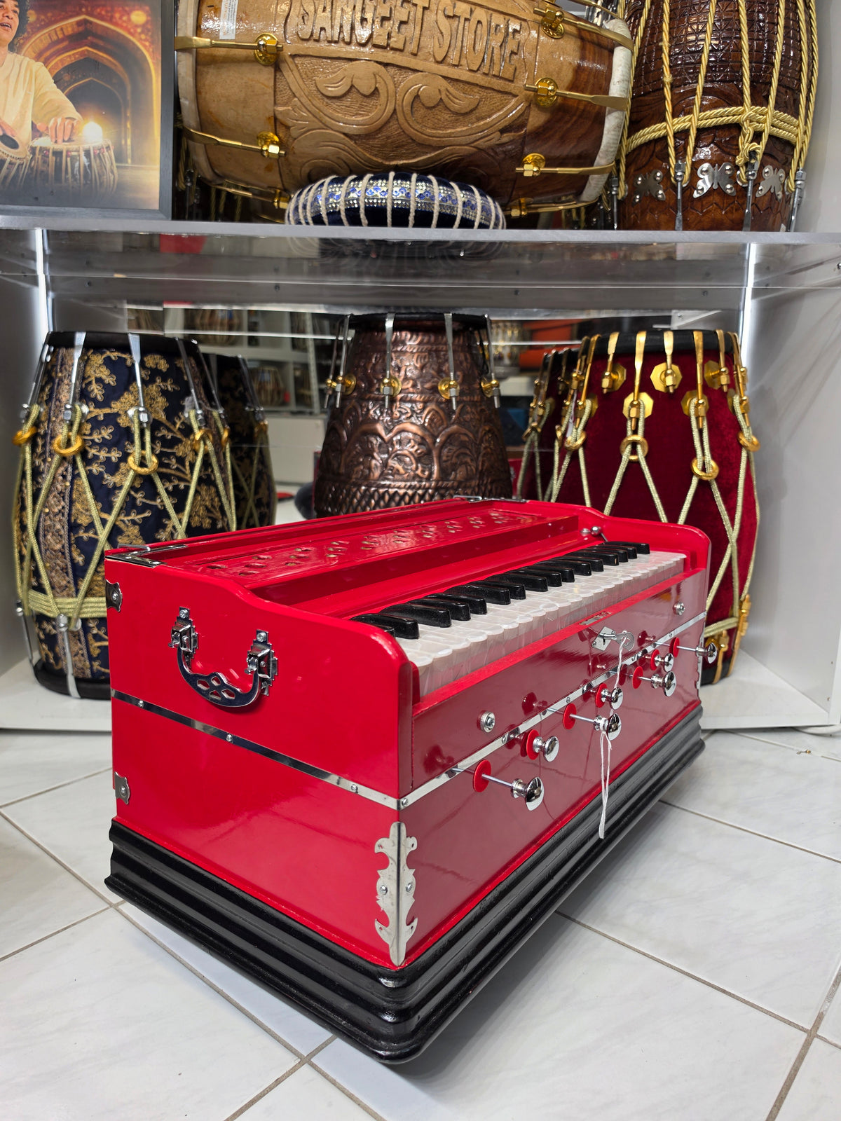 RagaFlare Red Pine Semi-Professional 39-Key Harmonium with Coupler (Minor Cosmetic Defects)