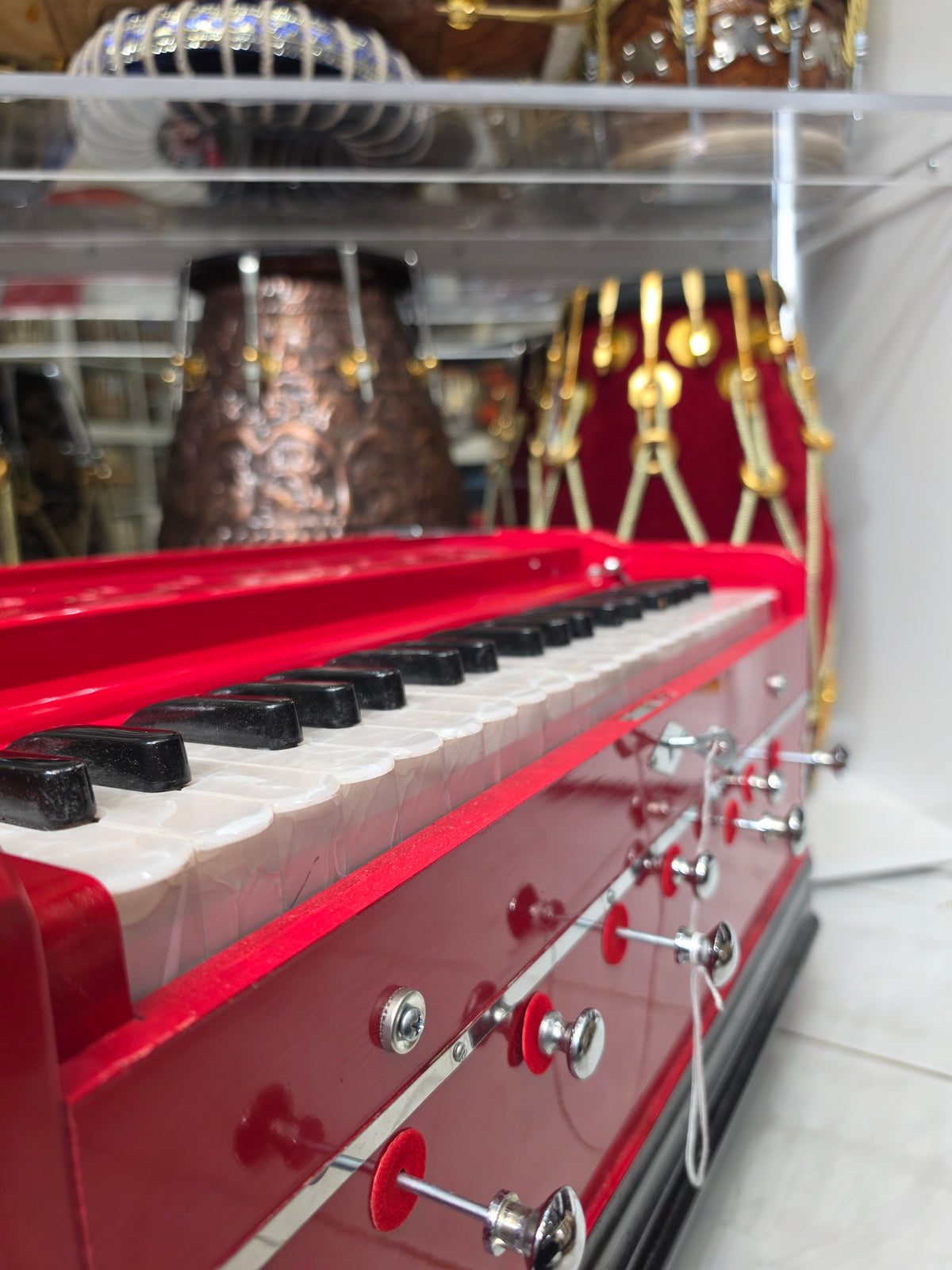 RagaFlare Red Pine Semi-Professional 39-Key Harmonium with Coupler (Minor Cosmetic Defects)