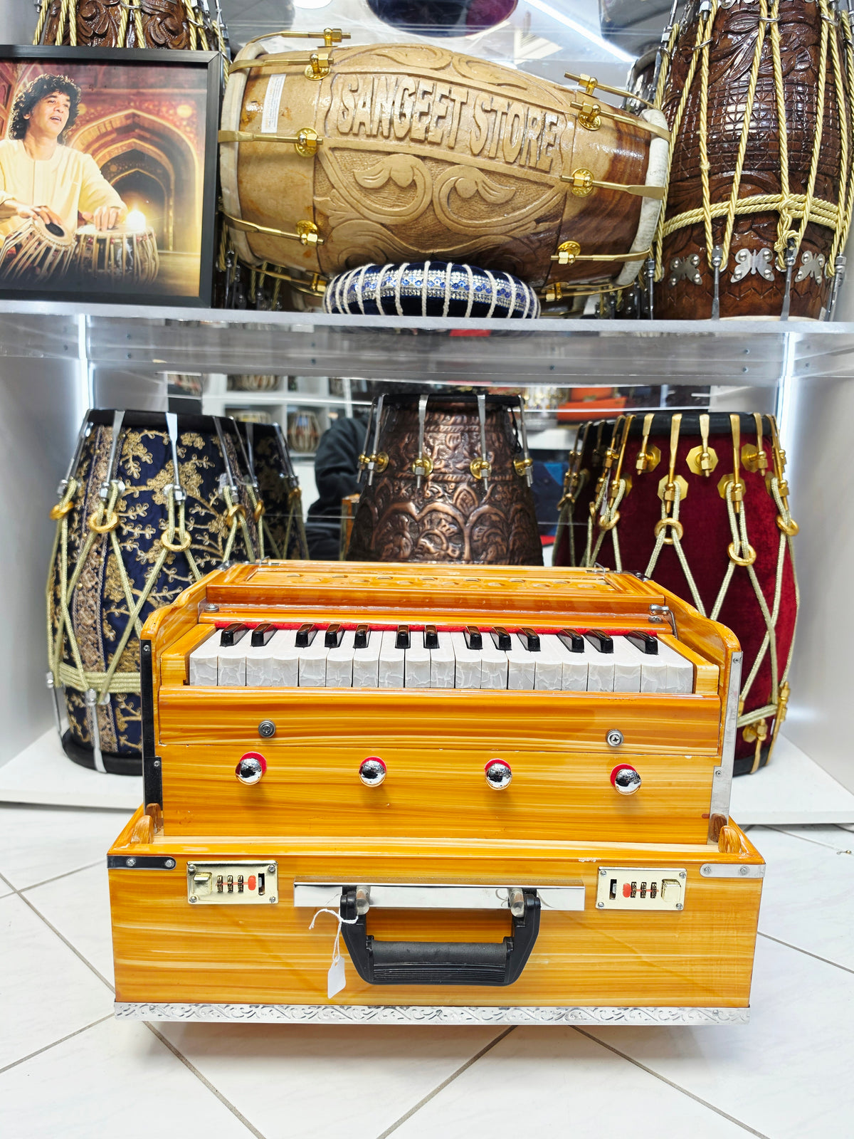 SurShine Traditional Wood Semi-Professional 32-Key Traveller Harmonium with Stoppers & Coupler (Sparkly Gloss Finish, Cosmetic Blemishes) Including Shipping for Lila