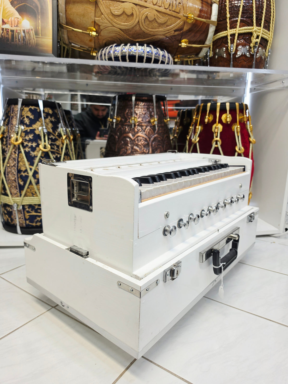 SnowTone White Refurbished Professional 42-Key Traveller Harmonium with Coupler (Cosmetic Blemishes)