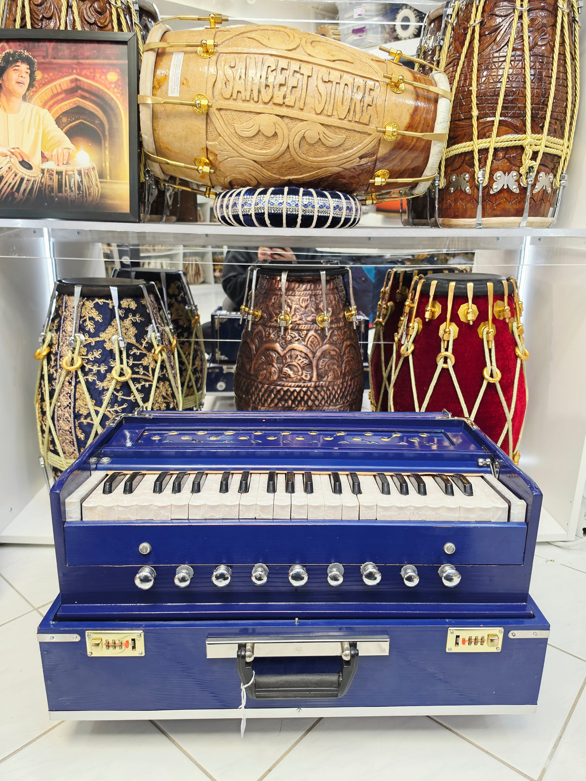 AzureVoyage Blue Professional 42-Key Traveller Harmonium with Coupler (Minor Cosmetic Blemishes)
