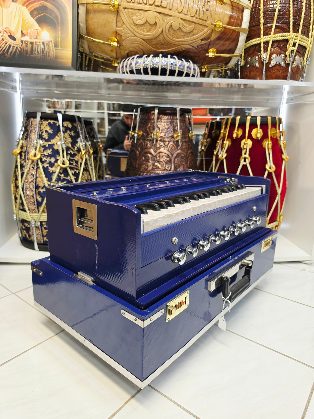 AzureVoyage Blue Professional 42-Key Traveller Harmonium with Coupler (Minor Cosmetic Blemishes)