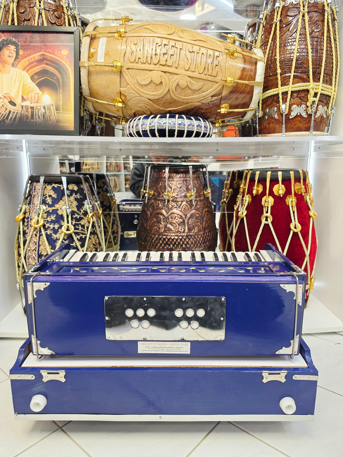 AzureVoyage Blue Professional 42-Key Traveller Harmonium with Coupler (Minor Cosmetic Blemishes)