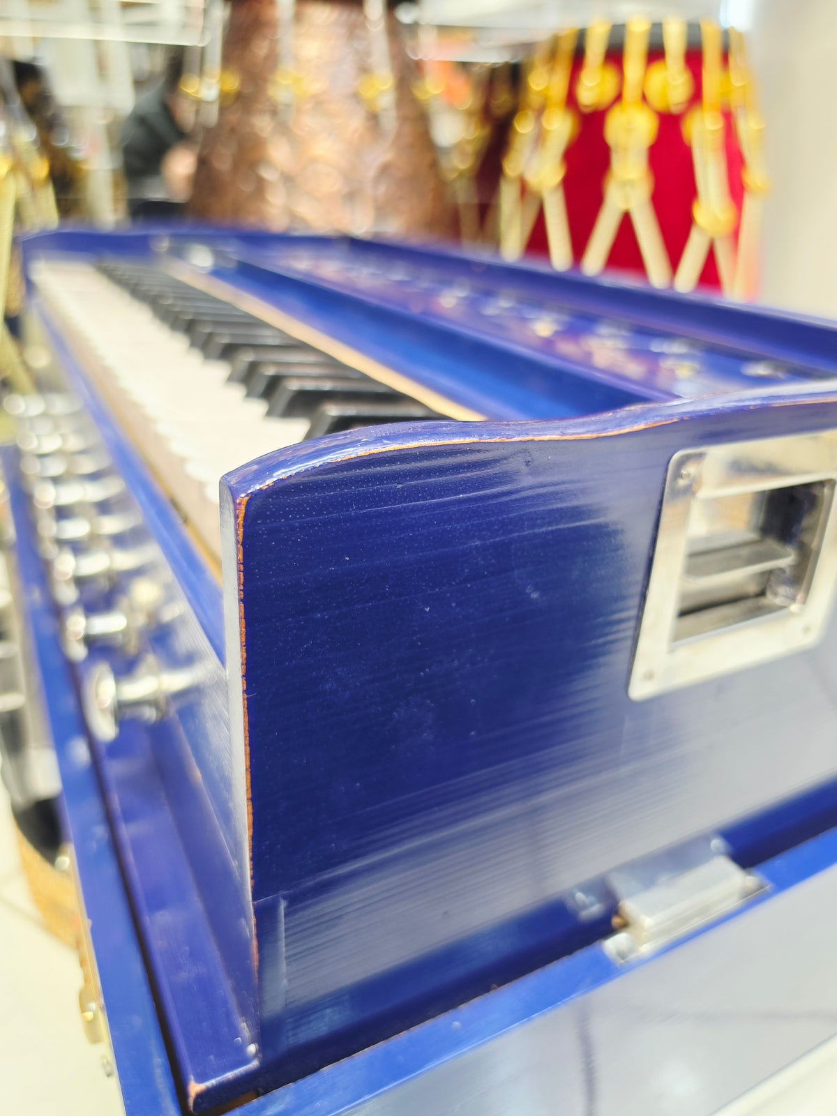 AzureVoyage Blue Professional 42-Key Traveller Harmonium with Coupler (Minor Cosmetic Blemishes)