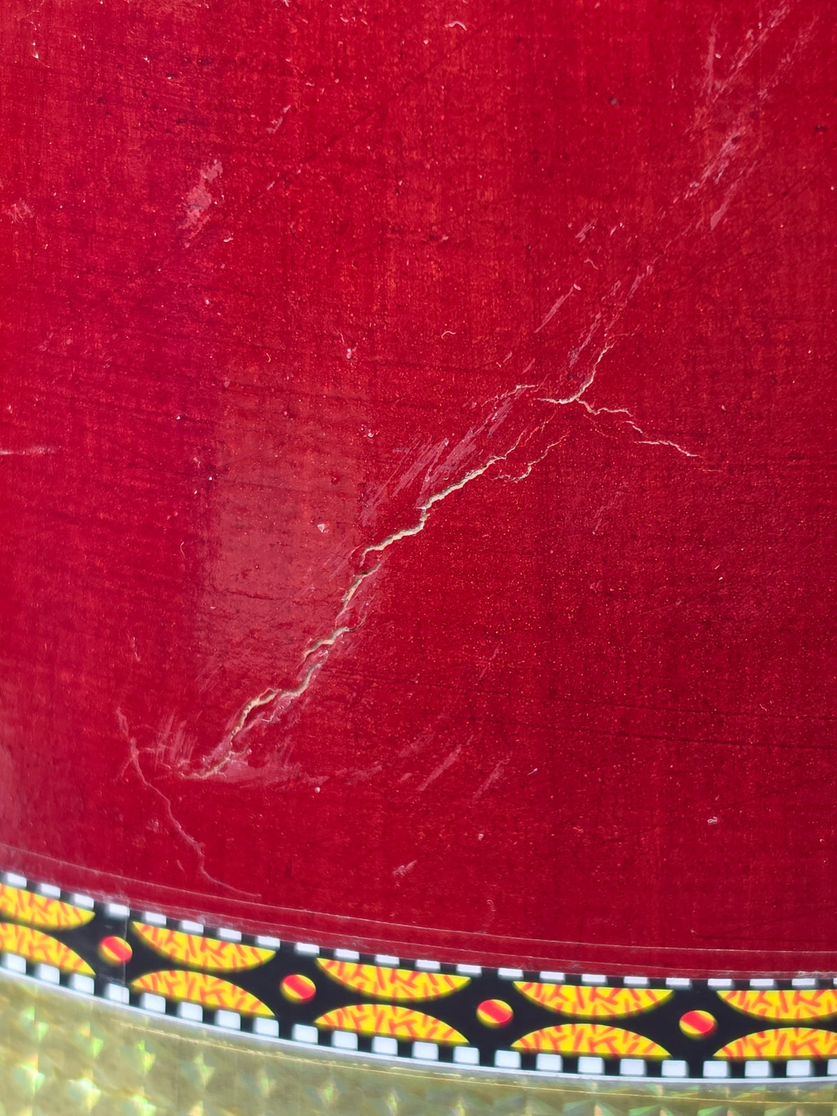 VarnRaag Burgundy Red Sheesham Advanced Student Dholak with Handle (Cosmetic Blemishes, Including Cracks)