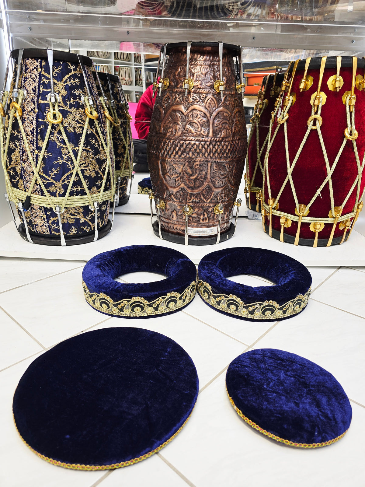 Shahi Aasan Set — Premium Velvet Tabla Rings & Covers (Minor Cosmetic Defects)
