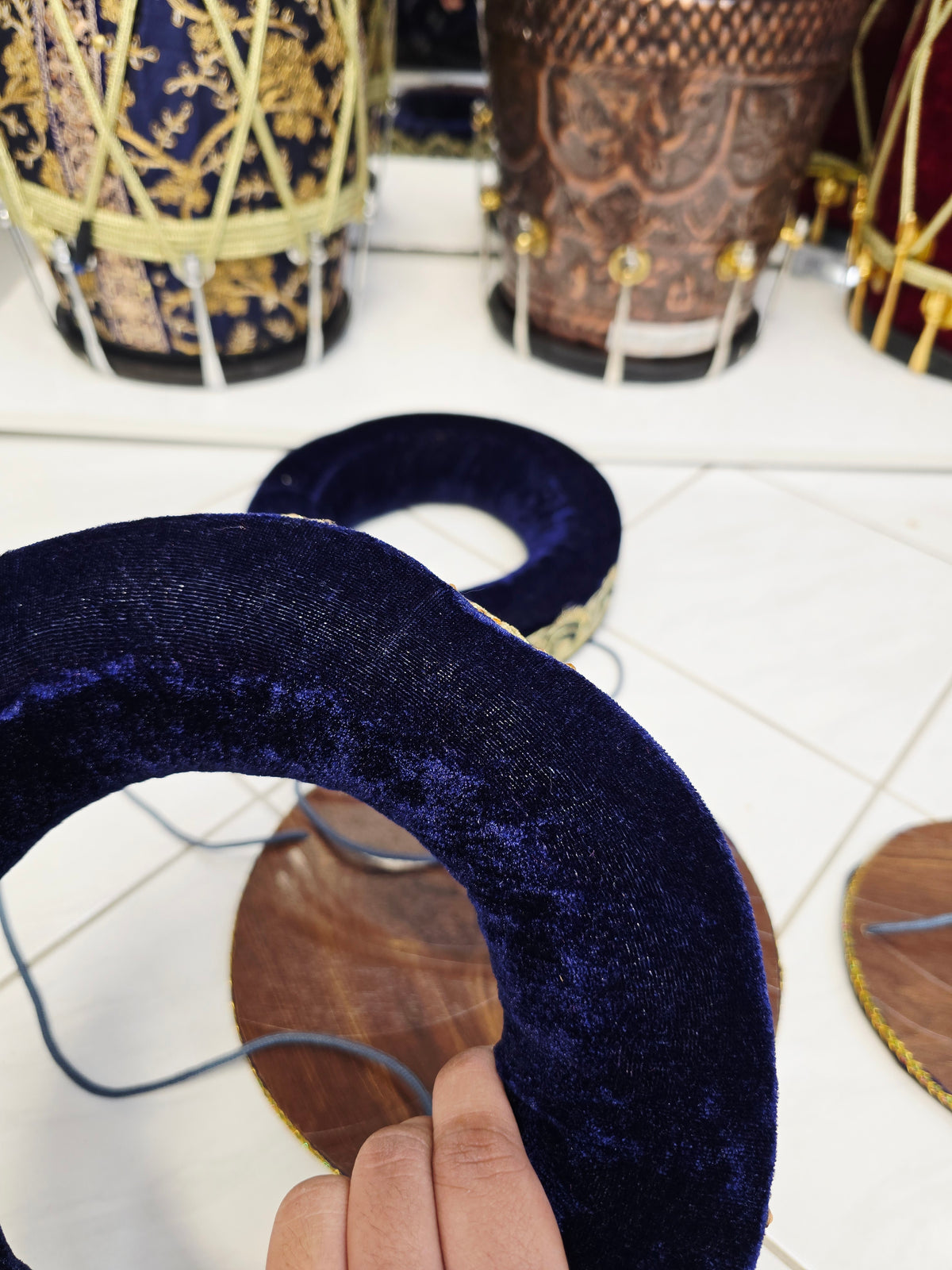 Shahi Aasan Set — Premium Velvet Tabla Rings & Covers (Minor Cosmetic Defects)