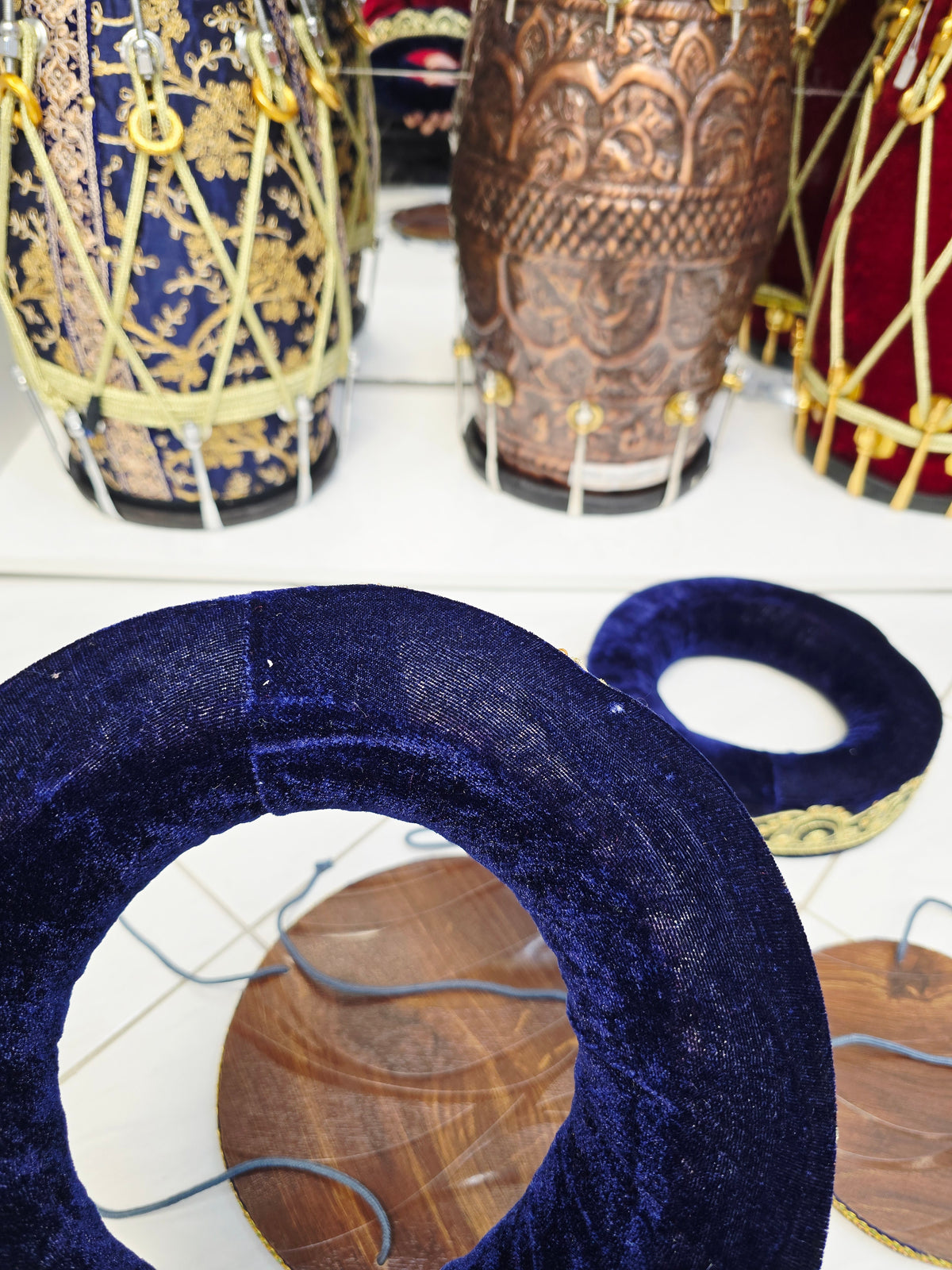 Shahi Aasan Set — Premium Velvet Tabla Rings & Covers (Minor Cosmetic Defects)