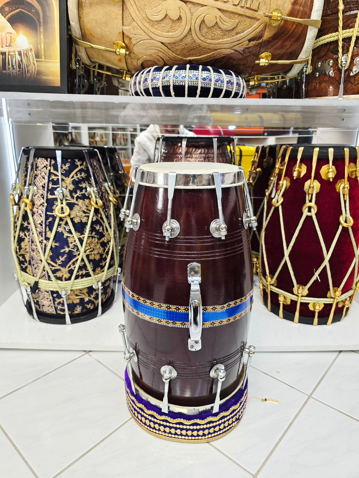 RhythmCore Student Red Sheesham Dholak | 15 lbs | Classic Bolt-Tuned Build Minor Cosmetic Defects