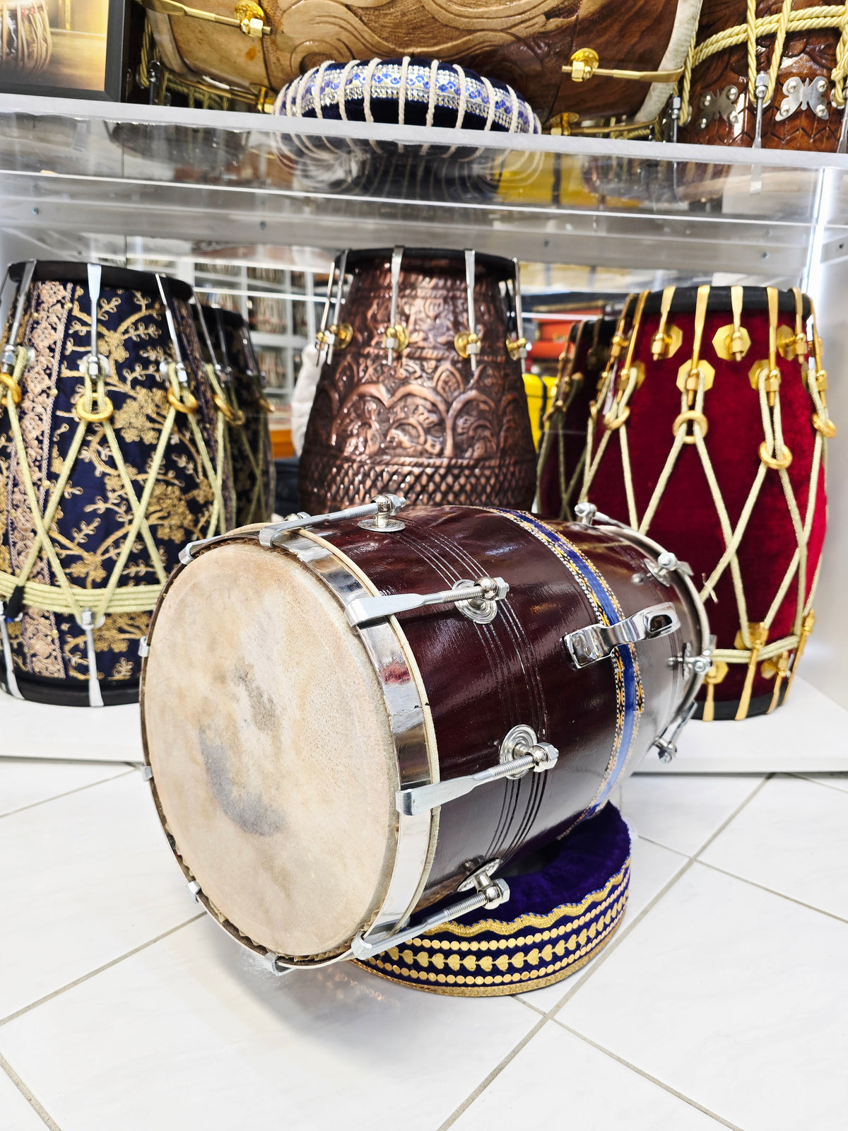 RhythmCore Student Red Sheesham Dholak | 15 lbs | Classic Bolt-Tuned Build Minor Cosmetic Defects