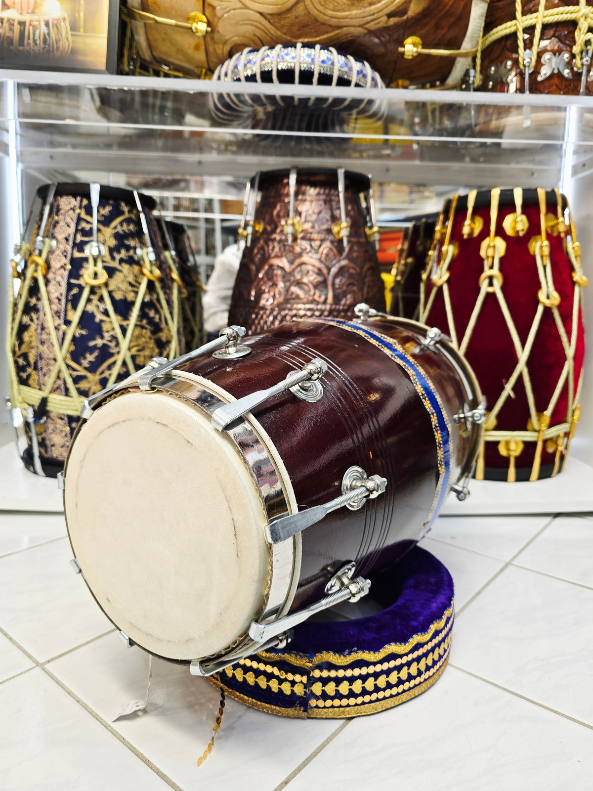 RhythmCore Student Red Sheesham Dholak | 15 lbs | Classic Bolt-Tuned Build Minor Cosmetic Defects