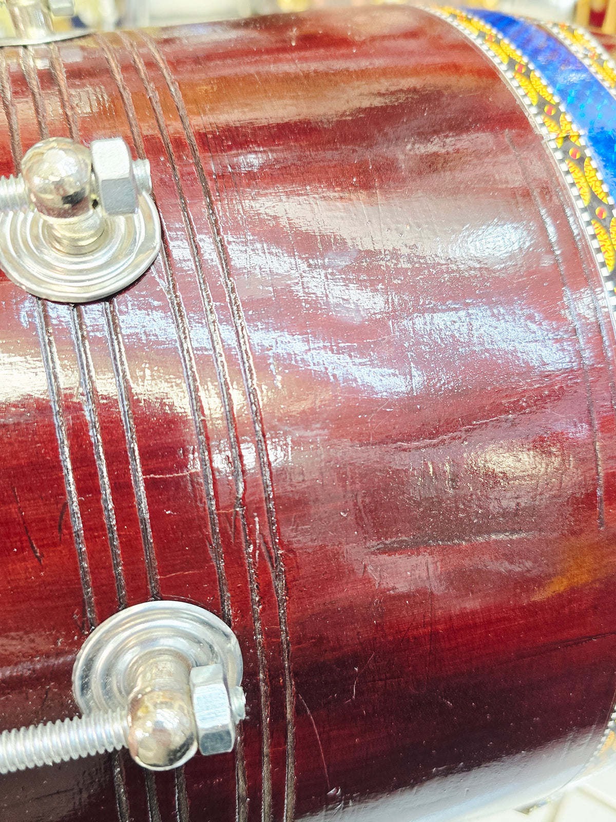 RhythmCore Student Red Sheesham Dholak | 15 lbs | Classic Bolt-Tuned Build Minor Cosmetic Defects