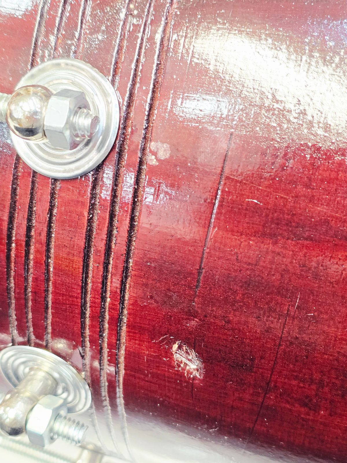 RhythmCore Student Red Sheesham Dholak | 15 lbs | Classic Bolt-Tuned Build Minor Cosmetic Defects