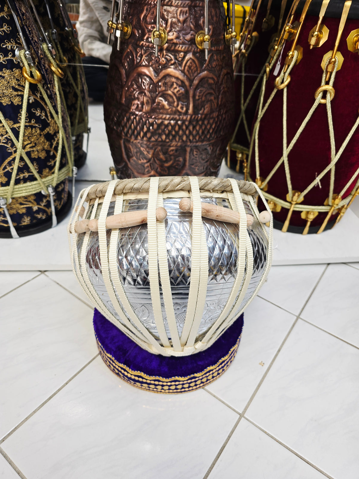 SwarPrakash 9.5" 4.6kg Silver Copper Bayan | Bharat Kakade Skin | Nylon-Strapped *Very Minor Cosmetic Colour Stain on Skin *Soft Feeling Skin
