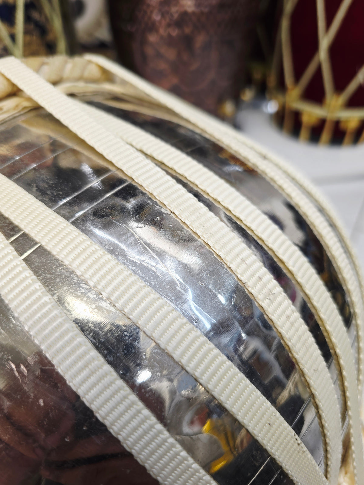 RaagDhara 9.25" 4.3kg Silver-Copper Bayan | Pro Somnath Skin | Nylon-Strapped | Lots of depth & resonance *Minor Cosmetic Blemishes