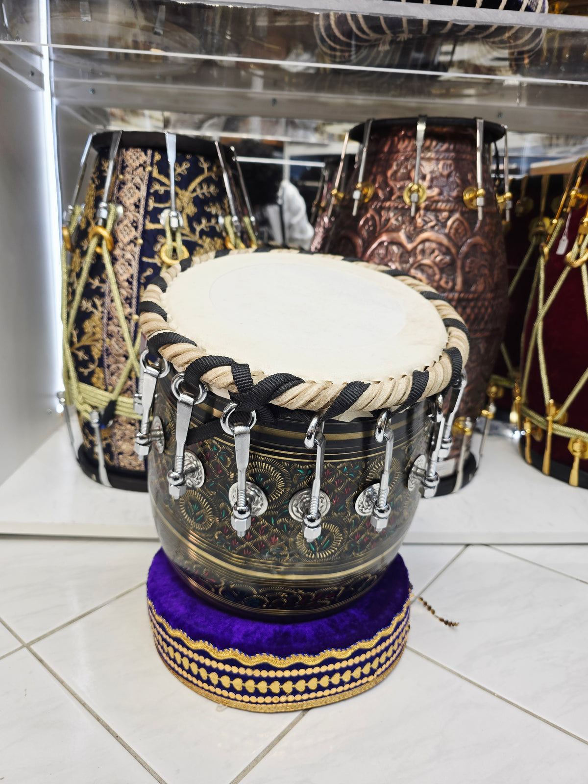 ZariKaal 9" Top x 13" Tall Engraved Black Designer Bolted Copper Dhamma *Atta (Masala can be applied if needed)