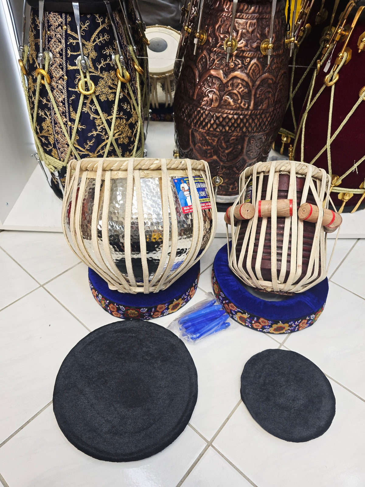 SurNaad Legacy: 5.75" D# Qasim Khan Niyazi Dayan + 9.25" Silver Copper Qasim Bayan Concert Tabla Set **