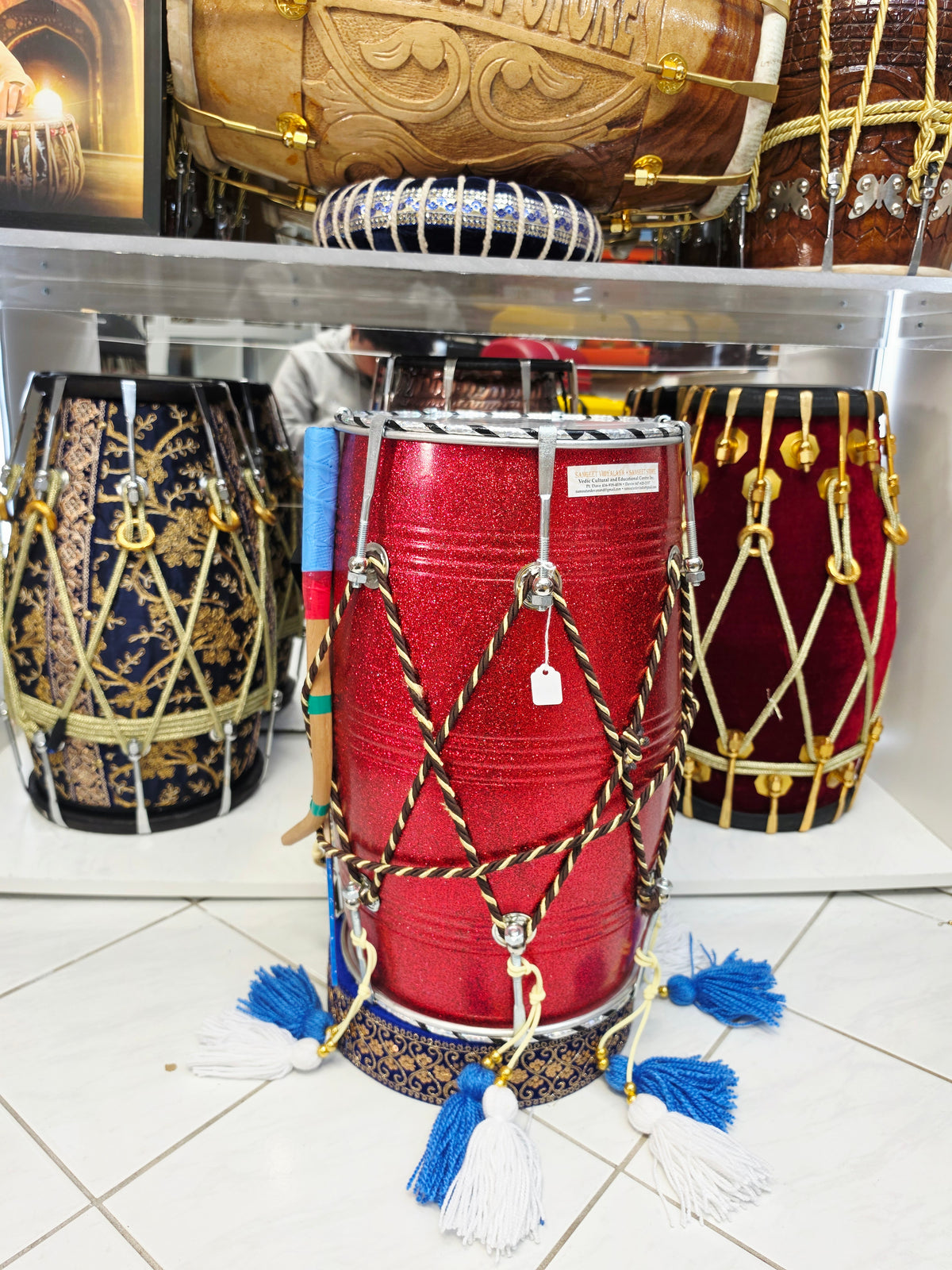 AgniPulse 17.75" Red Spark Fiberglass Punjabi Dhol 10" Skins