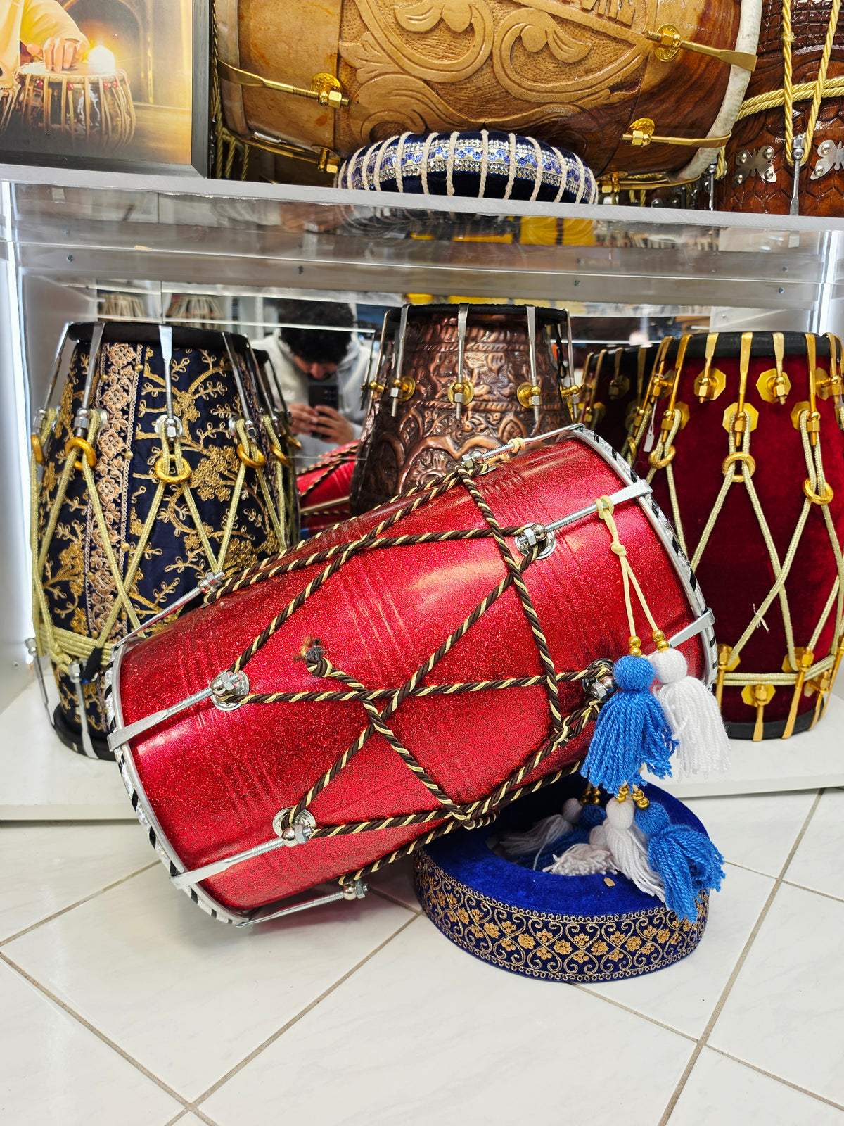 AgniPulse 17.75" Red Spark Fiberglass Punjabi Dhol 10" Skins