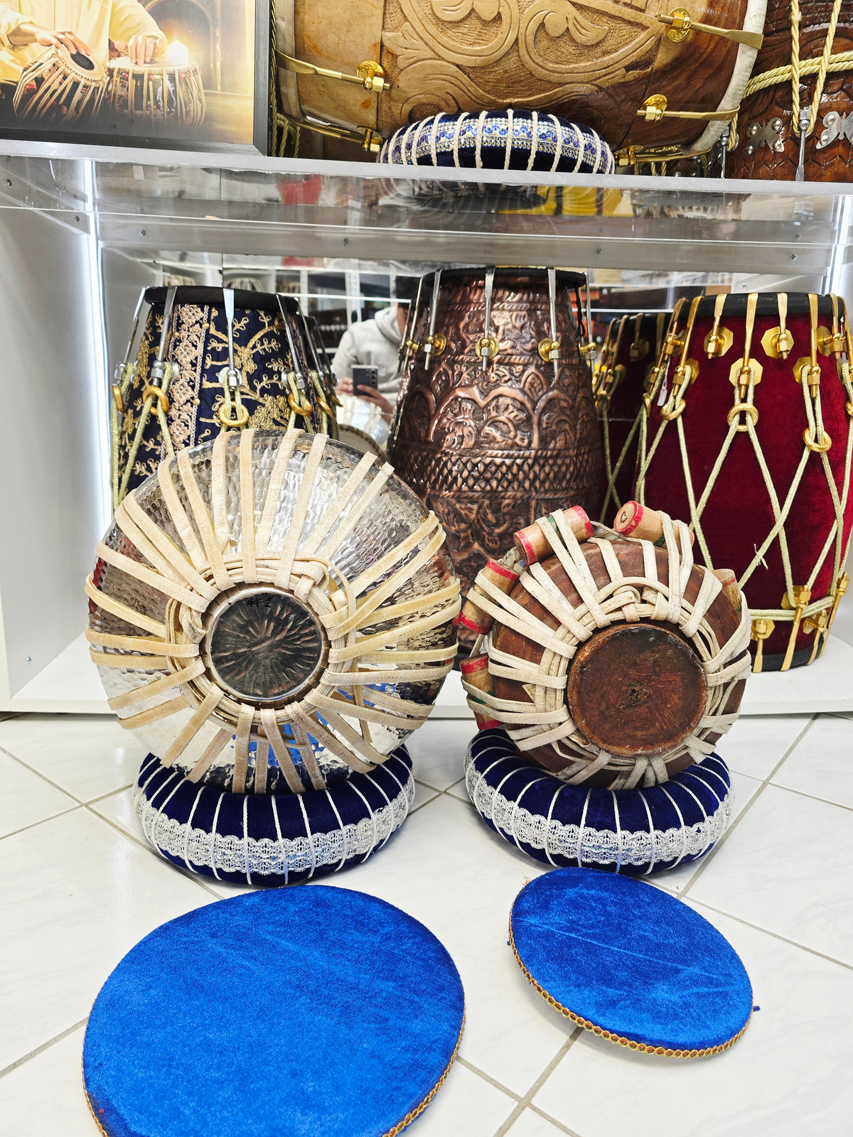 Svarion: 6" C/C# Red Sheesham Dayan + 9" Silver Copper Bayan Concert Tabla Set *Cosmetic Ghatta Marks
