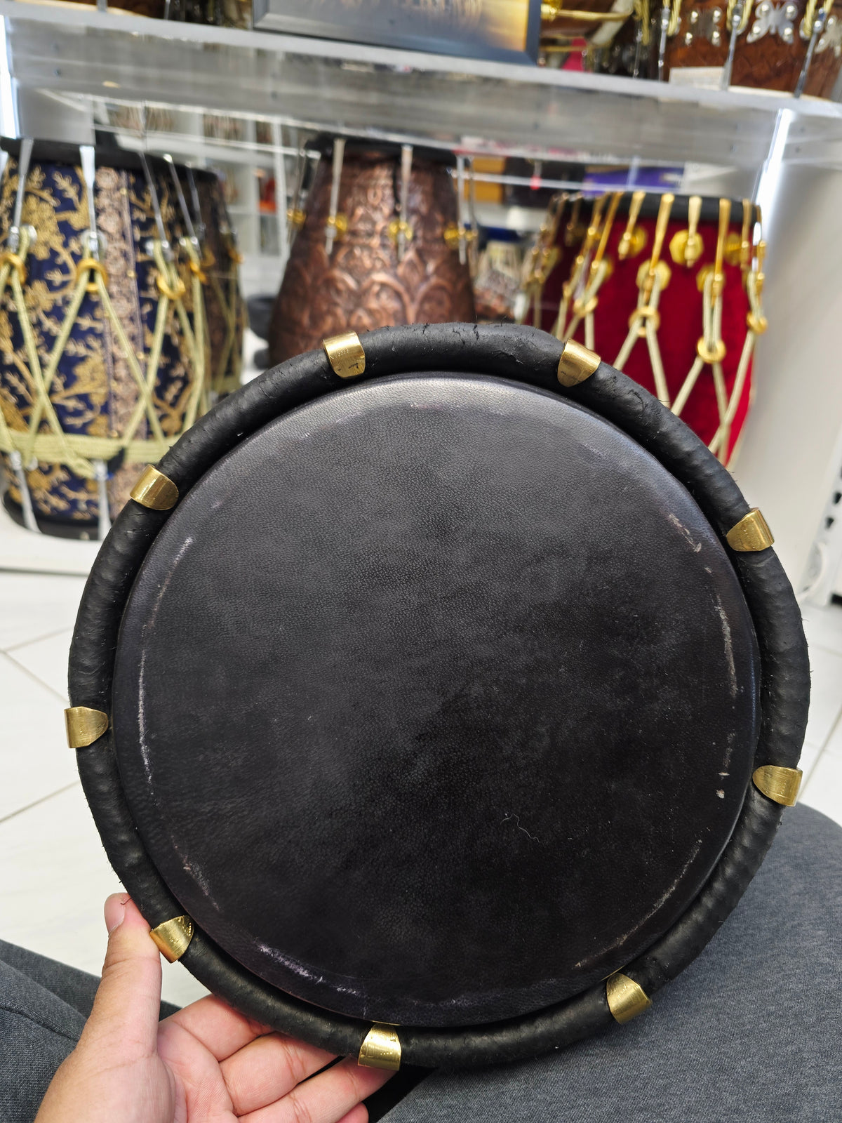 Purple Reign – Premium Purple Velvet Wrapped Red Sheesham Dholak *Minor Cosmetic Blemishes on Bass Skin