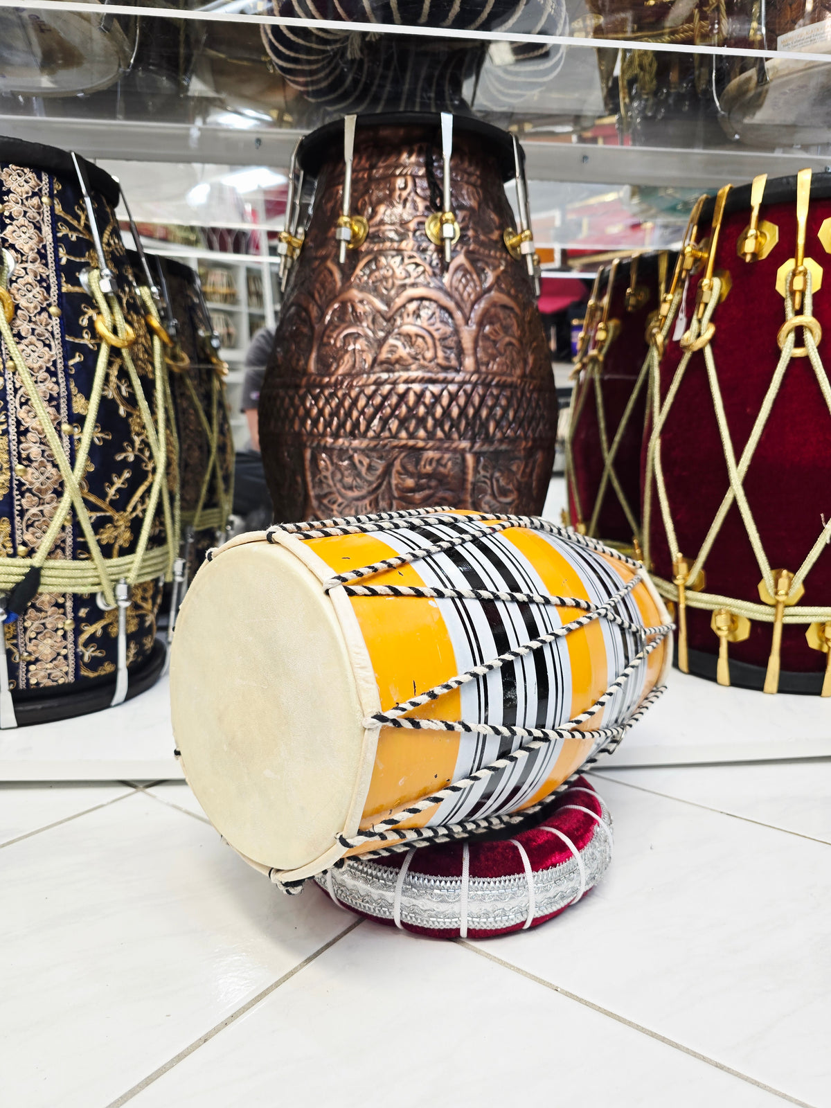 Yellow Toddler Dholak with Black and White Stripes (For Ages 1-3) * Very Minor Cosmetic Defects