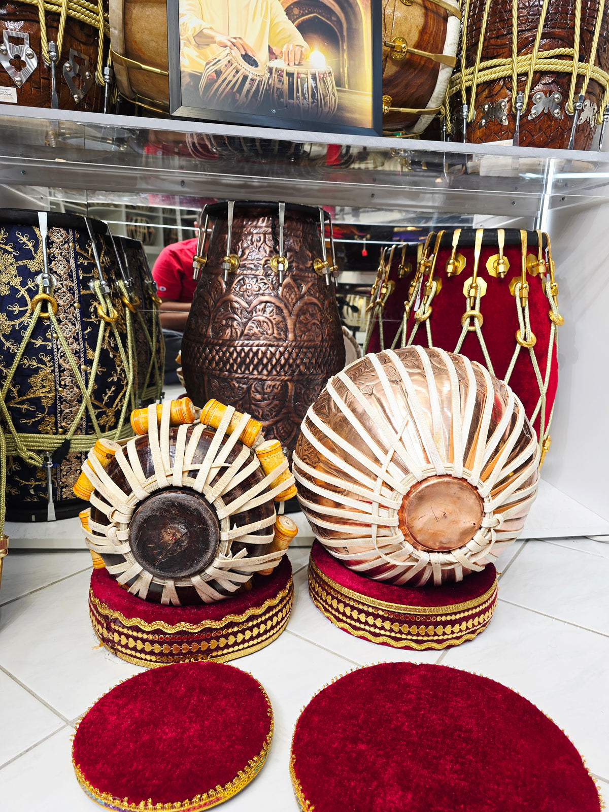 Kalyantra 6" C/C# Mohd. Sharif Niyazi & Sons Dayan + 9.25" Engraved Copper Bayan Concert Tabla Set * Very Minor Cosmetic Blemishes, and Barely Noticeable Hissing