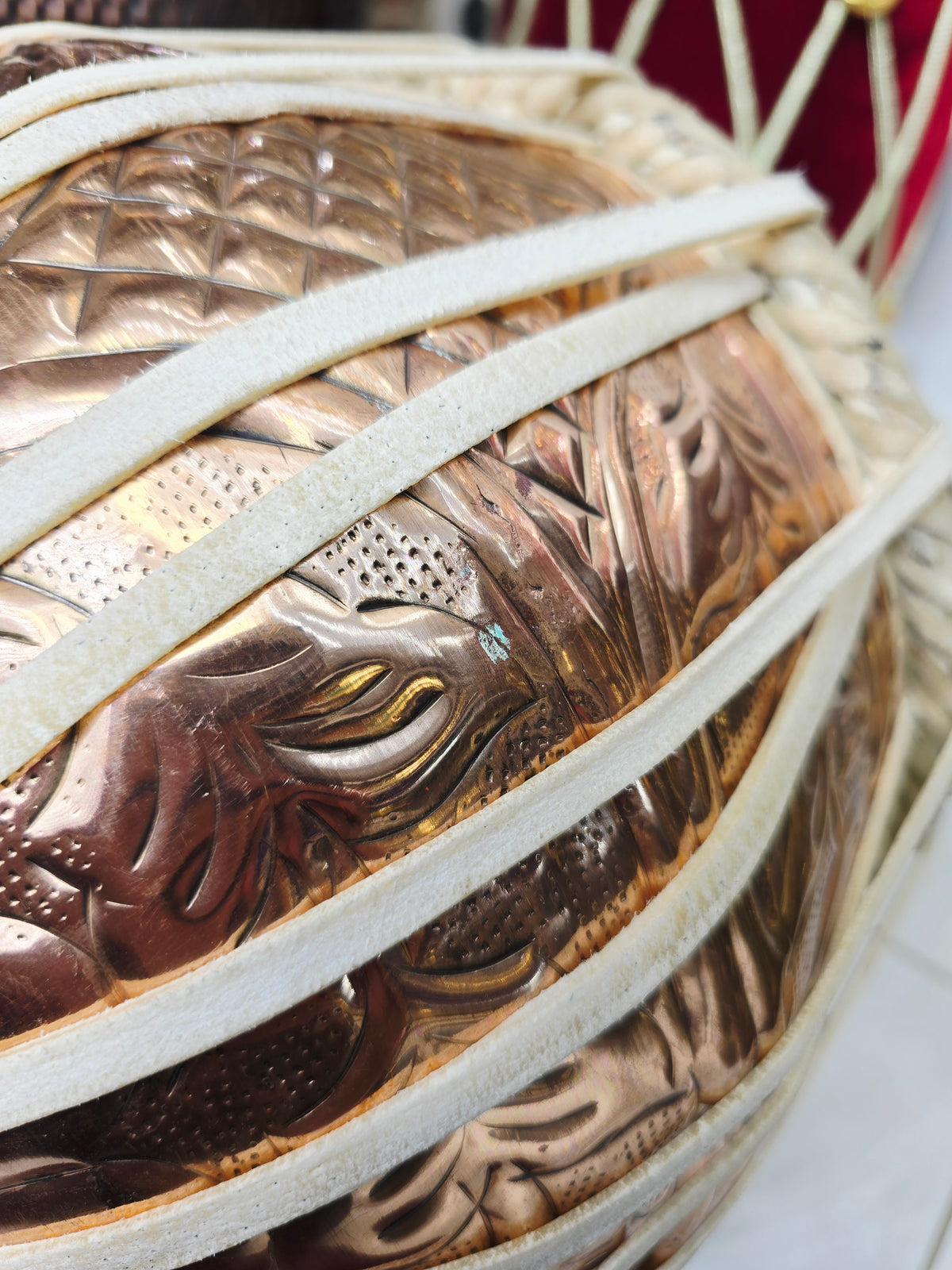 Kalyantra 6" C/C# Mohd. Sharif Niyazi & Sons Dayan + 9.25" Engraved Copper Bayan Concert Tabla Set * Very Minor Cosmetic Blemishes, and Barely Noticeable Hissing