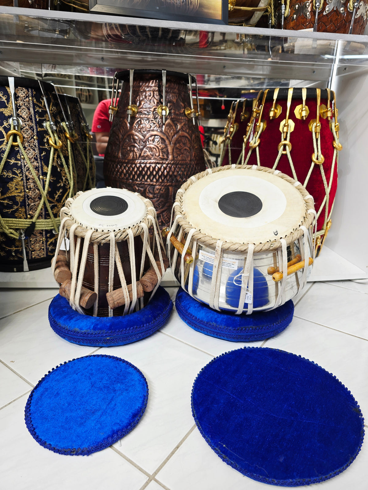 Neelsur™ Semi-Professional Tabla Set – 5.25" D# Red Sheesham Dayan & 3.7kg Brass Bayan | Minor Cosmetic Defects & Minor External Filled Crack