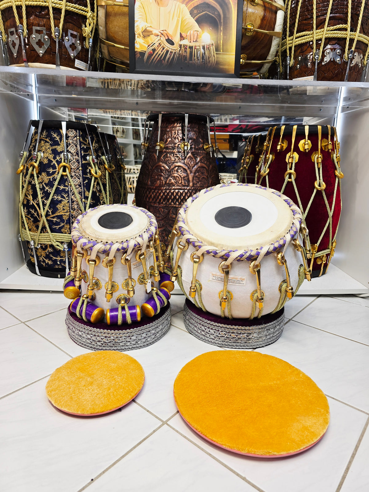 Custom White Velvet Tabla Set for Nick: Balance Link