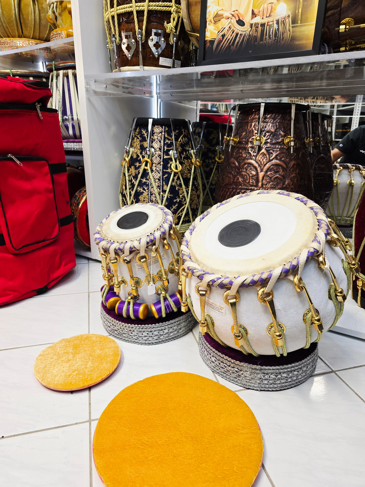 Custom White Velvet Tabla Set for Nick: Balance Link