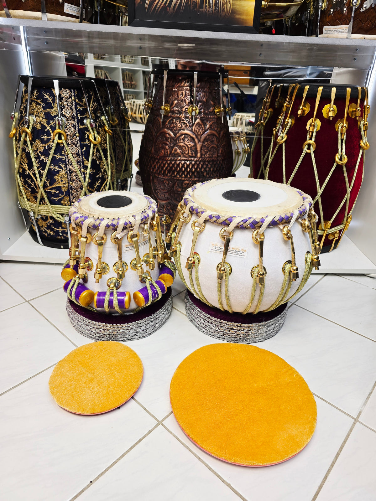 Custom White Velvet Tabla Set for Nick: Balance Link