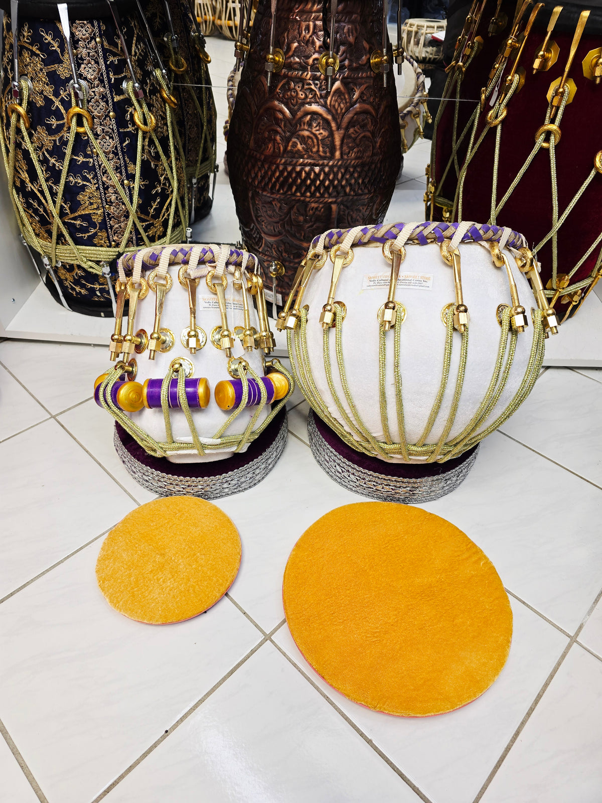 Custom White Velvet Tabla Set for Nick: Balance Link