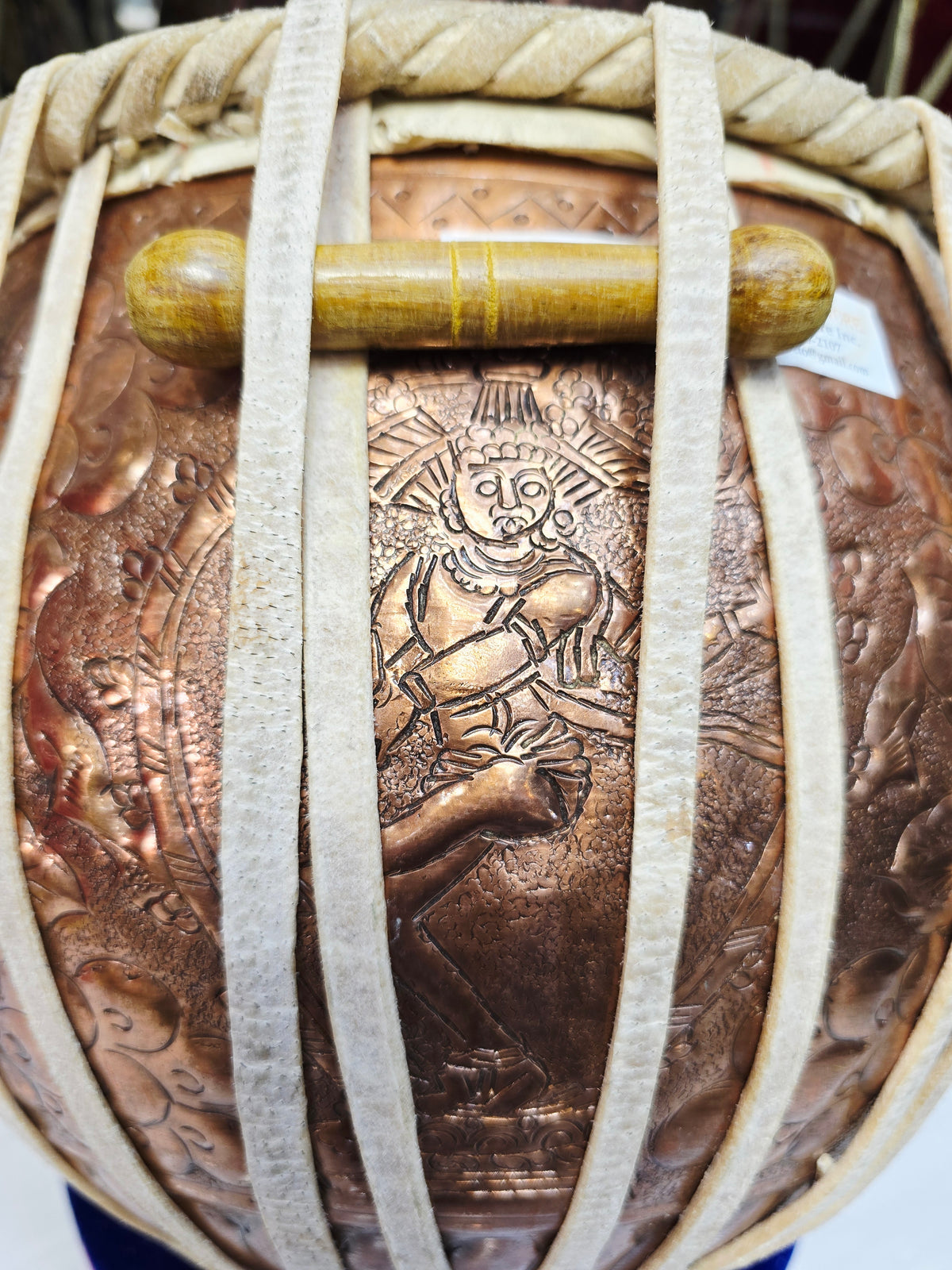 NrityaKali 9.25" Engraved Copper Bayan | Bharat Kakade Skin | Hand-Carved Kali Motif *Occasional Vibration Sound with Open Notes