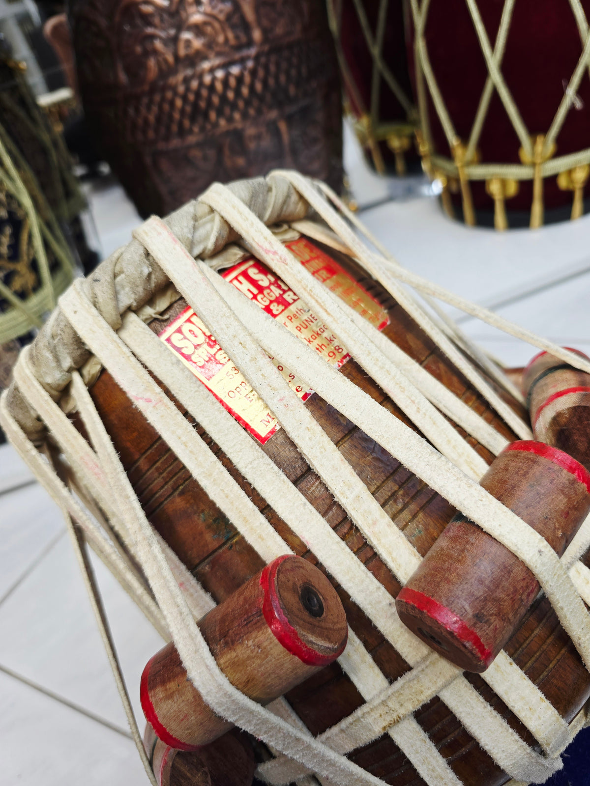 Artisan Revival Kakade Dayan - 6" B/C Refurbished Red Sheesham Dayan with Iqbal Skin *Minor Cosmetic Blemishes & Barely Noticeable Open Note Vibration