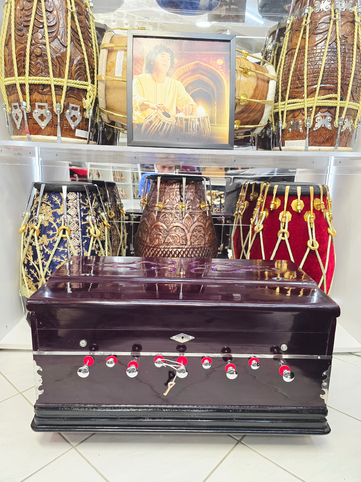 Surkriti™ Royale – 42-Key Professional Harmonium with Left-Hand Coupler, Komi Reeds & Deep Purple Gloss Finish*Minor Cosmetic Defects 10% Deposit Link for Sabrina