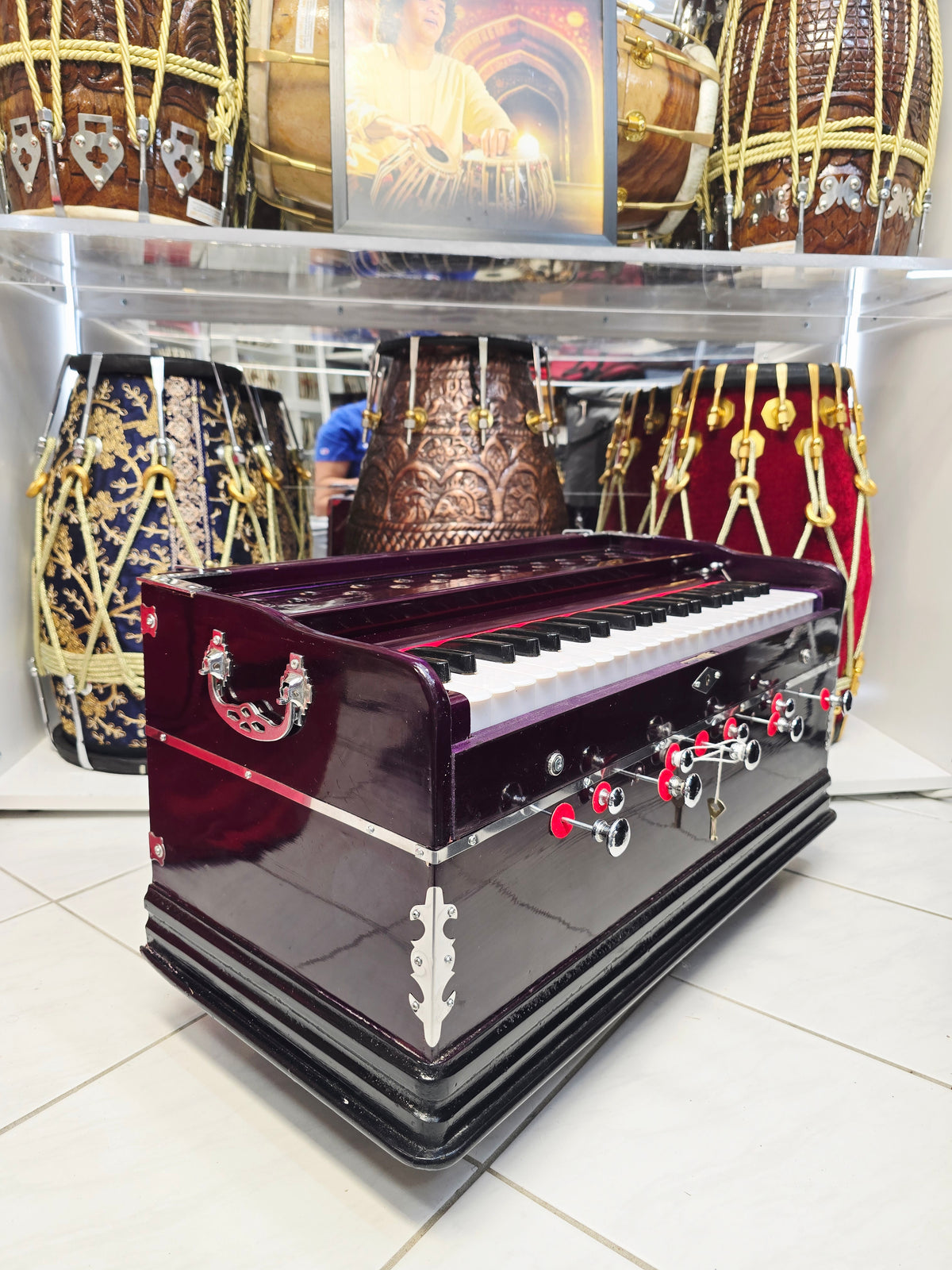 Surkriti™ Royale – 42-Key Professional Harmonium with Left-Hand Coupler, Komi Reeds & Deep Purple Gloss Finish*Minor Cosmetic Defects 10% Deposit Link for Sabrina