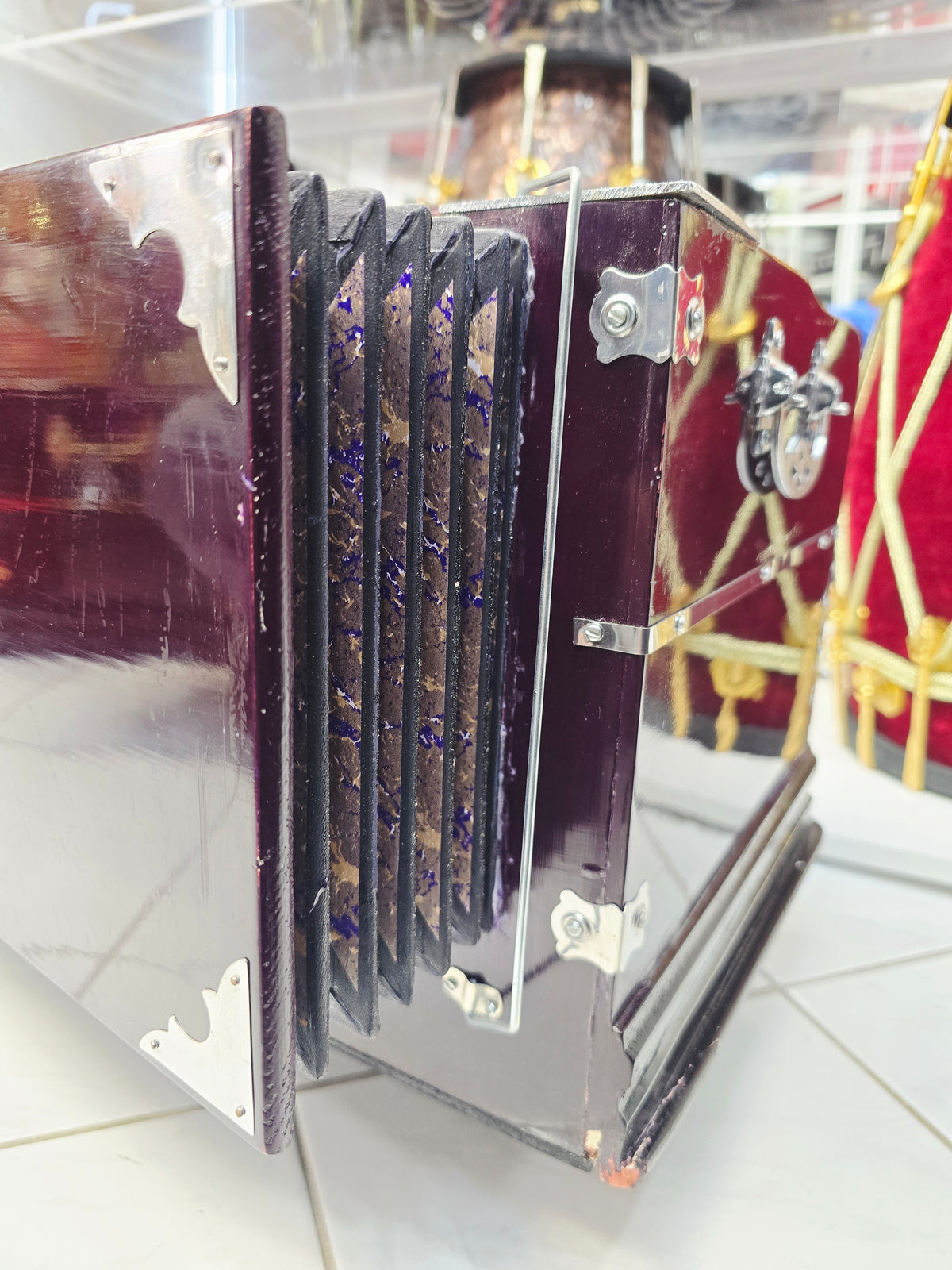 Surkriti™ Royale – 42-Key Professional Harmonium with Left-Hand Coupler, Komi Reeds & Deep Purple Gloss Finish*Minor Cosmetic Defects 10% Deposit Link for Sabrina