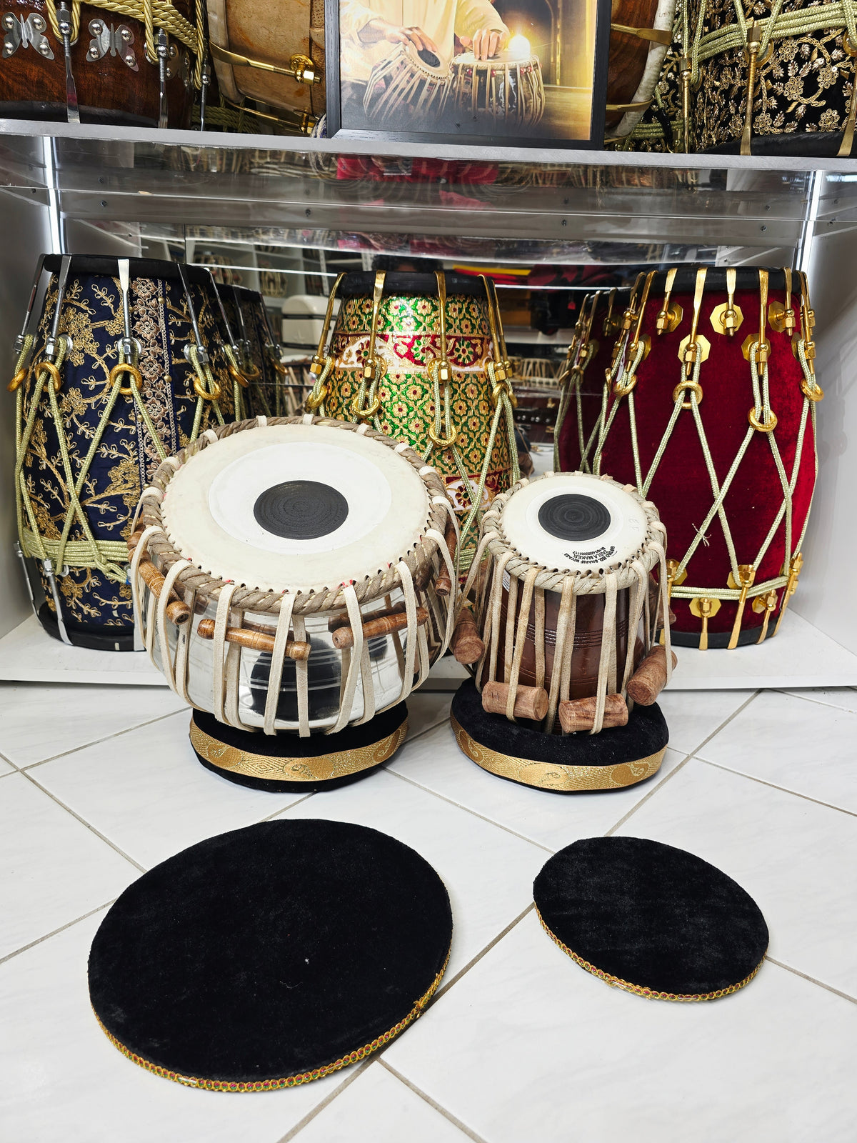 Naad Jyoti Professional Tabla Set | 5.25" E/F Red Sheesham Dayan with Mohd. Sharif Skin & 9.25" Brass Bayan | Very Minor Cosmetic Blemishes