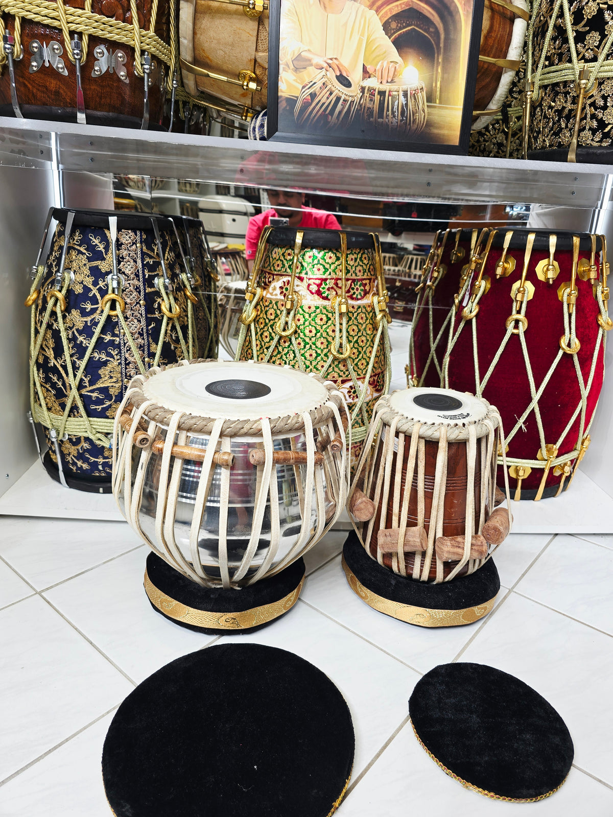 Naad Jyoti Professional Tabla Set | 5.25" E/F Red Sheesham Dayan with Mohd. Sharif Skin & 9.25" Brass Bayan | Very Minor Cosmetic Blemishes