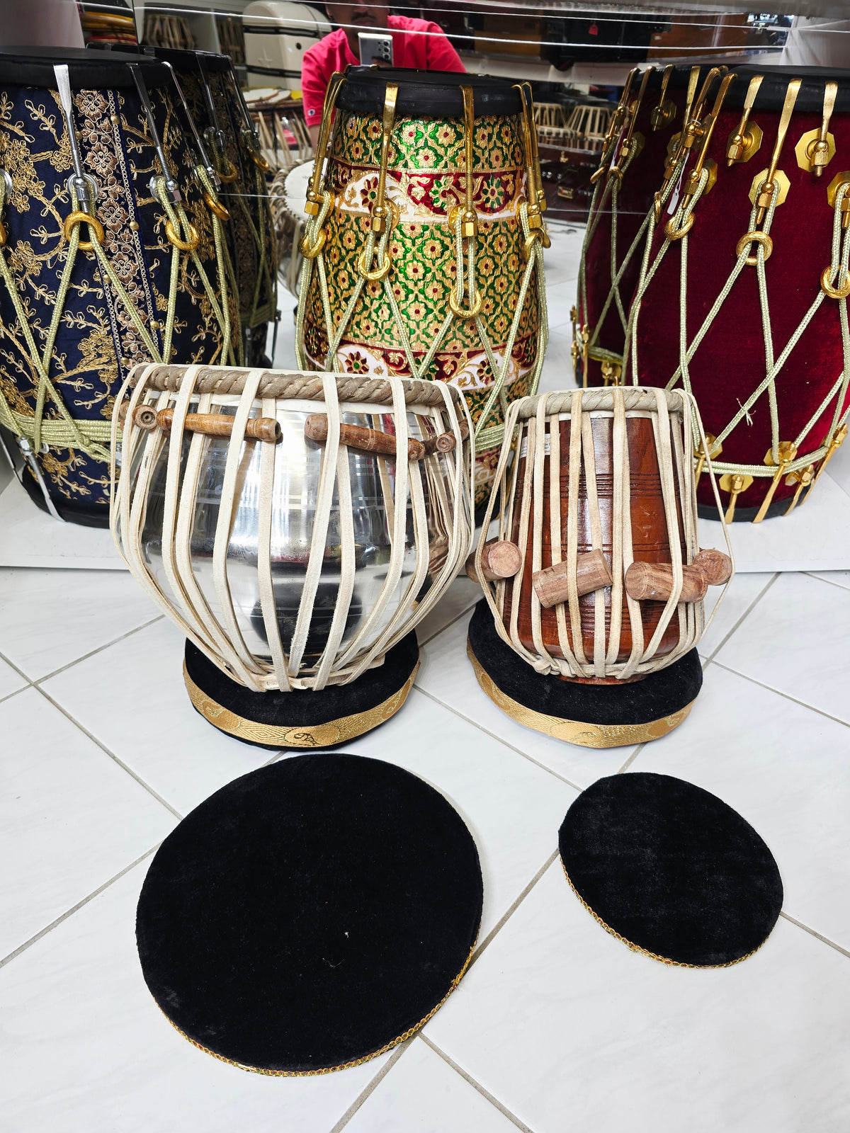 Naad Jyoti Professional Tabla Set | 5.25" E/F Red Sheesham Dayan with Mohd. Sharif Skin & 9.25" Brass Bayan | Very Minor Cosmetic Blemishes