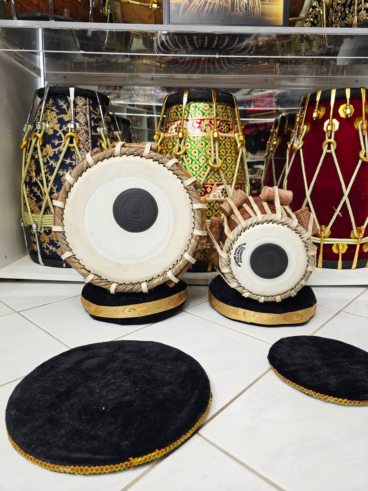 Naad Jyoti Professional Tabla Set | 5.25" E/F Red Sheesham Dayan with Mohd. Sharif Skin & 9.25" Brass Bayan | Very Minor Cosmetic Blemishes