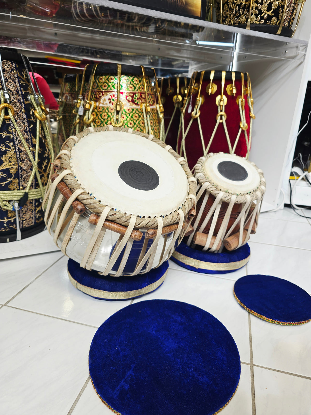 Sur Vistaar Semi-Professional Tabla Set | 5.25" E/D#/D Red Sheesham Dayan & 9.25" Brass Bayan | Very Minor Cosmetic Blemishes